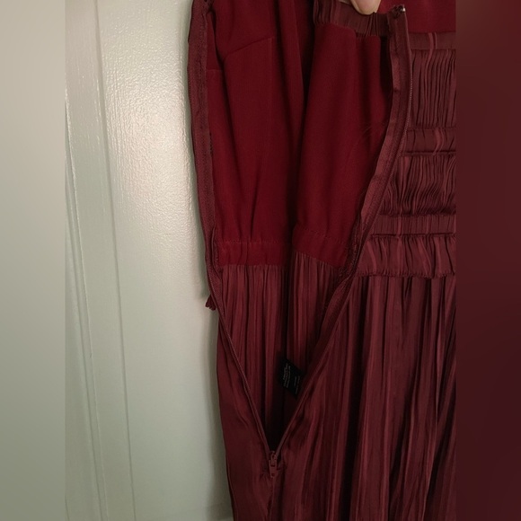 Anthropologie Current Air Red Silky Formal Wide Spaghetti Strap Jumpsuit XS - Picture 8 of 12